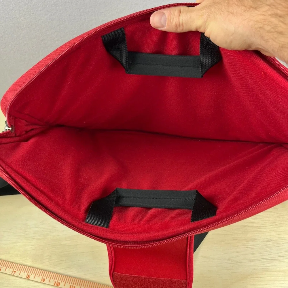 Laurex Red Floral Neoprene Laptop Messenger Bag Sleeve 17 Inch Large Case